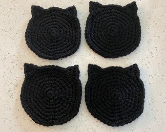 Gehaakte Cat Onderzetters-4 pack