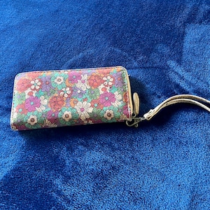 Floral Corkboard Wrist Wallet - Handmade in PNW