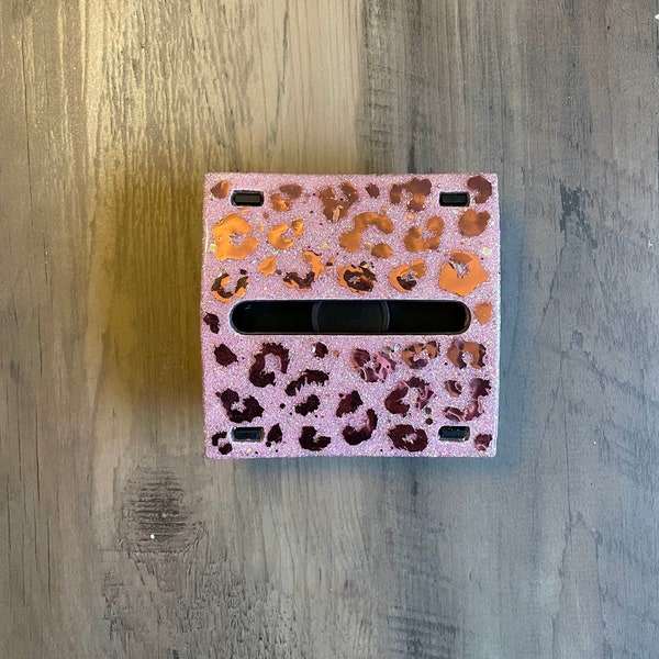 Leopard | sticky note holder |  post it note dispenser | glitter office supplies | pink office supplies | gifts for secretary | rose gold