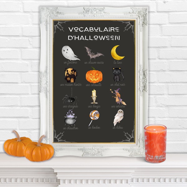 French Classroom Poster, "Vocabulaire d'Halloween", Digital Download