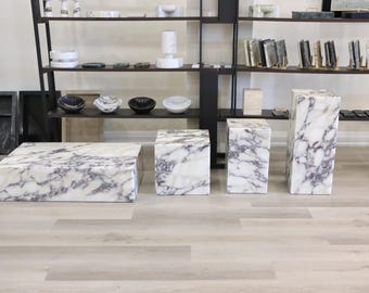 Viola Marble Plinth Calacatta Viola Coffee Table Side Table
