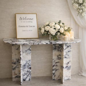 Consola de mármol Calacatta Viola: Un elegante elemento decorativo para recibidor, 114 cm (45 pulgadas)