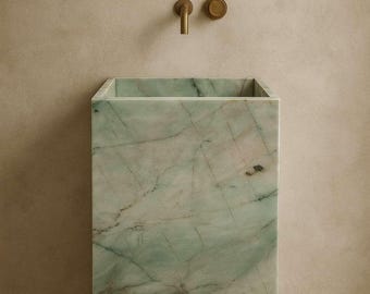 Calacatta Viola Marble Sink: Hand Carved Bathroom Vanity, 31"