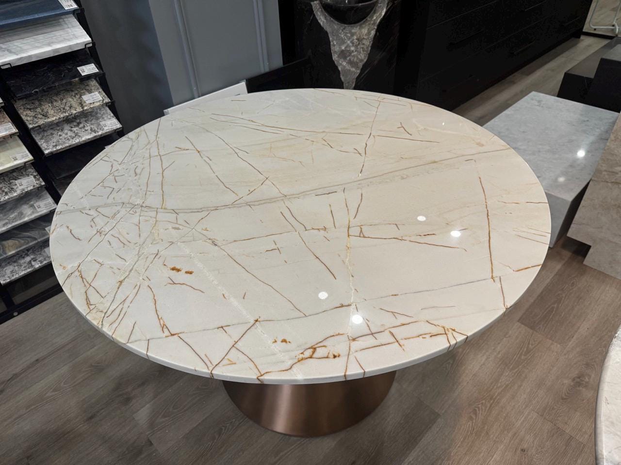 Round Natural Stone Dining Table –  | Modern Statement Table | Luxury Stone Furniture