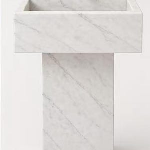 Lavabo de pedestal de mármol a medida / Lavabo de piedra moderno / Mueble de baño independiente / Lavabo de lujo hecho a mano Carrara White Sink