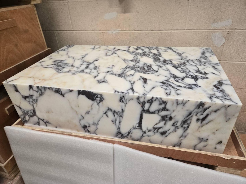 Calacatta Viola Marble Plinth: Coffee Table Side Table, Handmade image 8