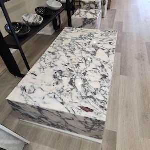 Calacatta Viola Marble Plinth: Coffee Table Side Table, Handmade image 3