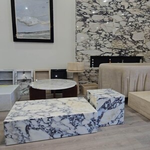 Calacatta Viola Marble Plinth: Coffee Table Side Table, Handmade 40"/24"/11“