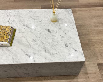 Carrara White Marble Coffee Table – Minimalist Luxury Design