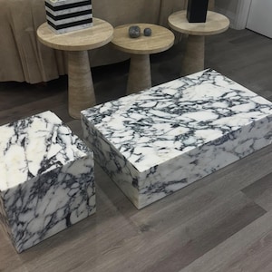 Calacatta Viola Marble Plinth: Coffee Table Side Table, Handmade image 1