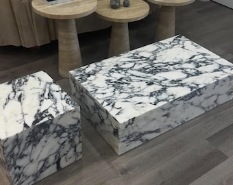 Calacatta Viola Marble Plinth: Coffee Table Side Table, Handmade
