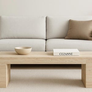 Handcrafted Travertine Coffee Table: Natural Stone End Table (48&quot;x17&quot;x16&quot;)