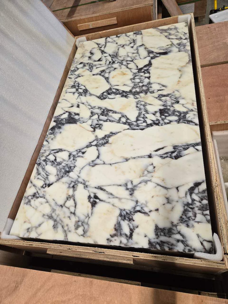 Calacatta Viola Marble Plinth: Coffee Table Side Table, Handmade 54"/30"/12"