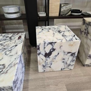 Calacatta Viola Marble Plinth: Coffee Table Side Table, Handmade image 4