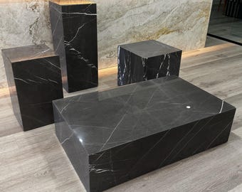 Marble Pedestal Coffee table Bulgarian Grey Marble