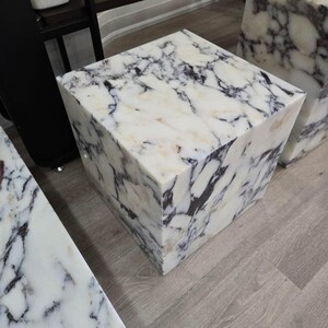 Calacatta Viola Marble Plinth: Coffee Table Side Table, Handmade 16*16*16''