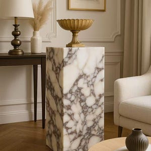 Calacatta Viola Marble Plinth: Coffee Table Side Table, Handmade 12*12*30”
