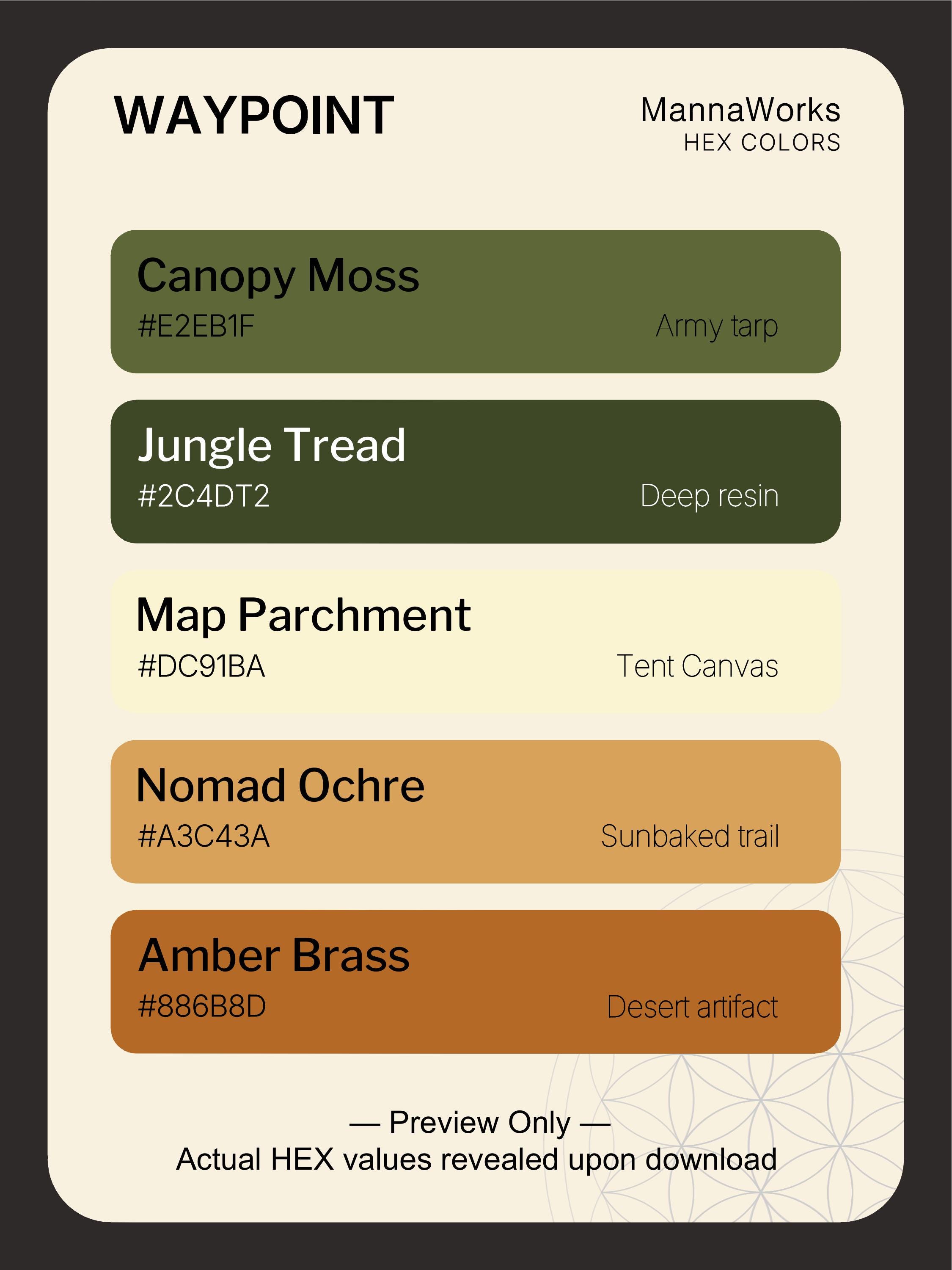 Map Waypoints By Color Waypoint Color Palette | HEX + Pantone Swatch Guide | Digital Download ...