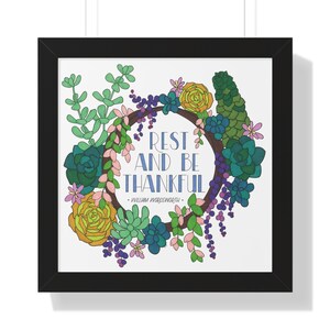 Inspirational Christian Wall Art Print, Faith-Based Decor, Colorful Scripture Art, Modern Faith Decor, Faith Gift, Rest and be thankful