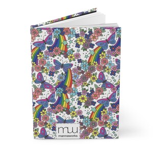 Hardcover Journal Matte Finish Lined Journal Notebook Perforated Pages Hardcover To Do List Back To School Gift Colorful Rainbow Butterfly
