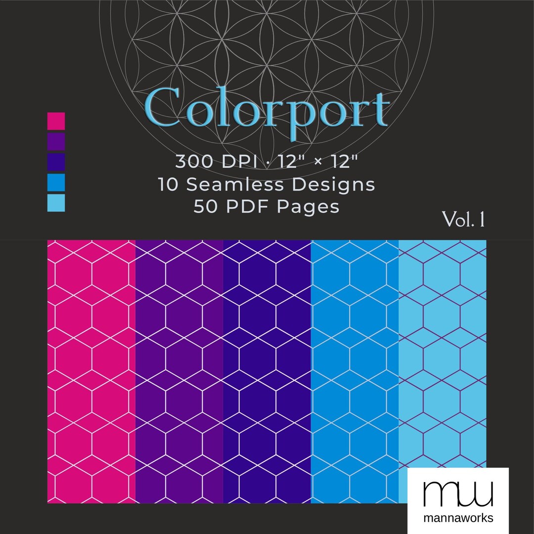 Colorport Vol. 1 – Geometric Digital Paper Bundle | 50 Seamless 12x12 ...