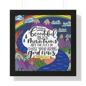 Inspirational Christian Wall Art Print, Faith-Based Decor, Colorful Scripture Art, Modern Faith Decor, Faith Gift, Christian Art ISAIAH 52:7
