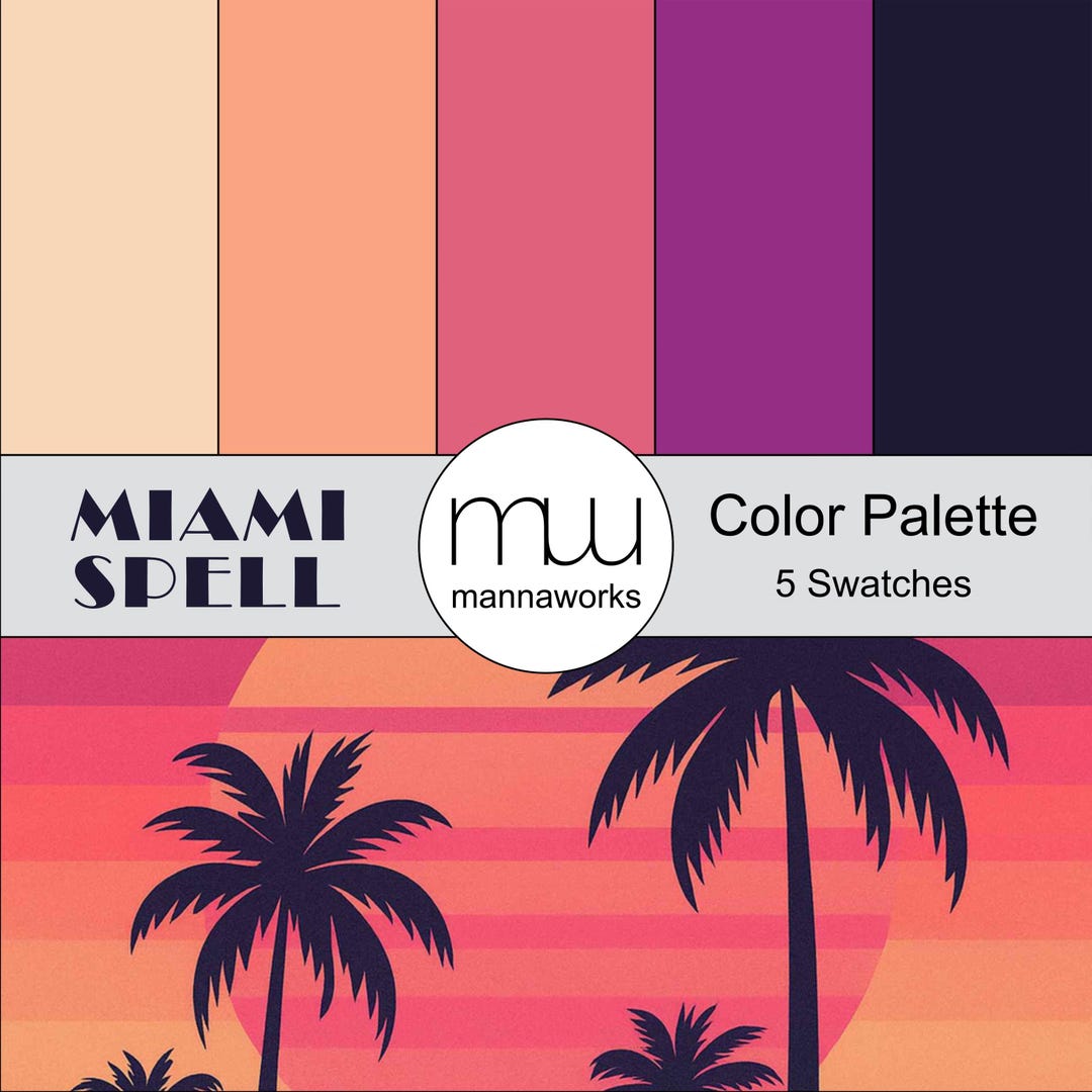 Miami Sunset Color Palette: Retro 80s Pantone & Hex Codes (PDF Download ...