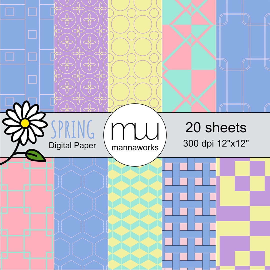 Spring V5 – Digital Paper | Seamless Repeating Patterns in Pastel ...