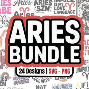 Aries SVG PNG DXF Image Bundle | 24 designs | Zodiac, Astrology, Ram, Fire Sign, Horoscope, T-Shirt Design, Cricut, Silhouette, Print