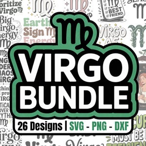 Jungfrau SVG PNG DXF Bild Bundle | 26 Designs | Sternzeichen, Horoskop, Astrologie, Erdzeichen, Merkur, Szn, T-Shirt Designs, Cricut, Silhouette