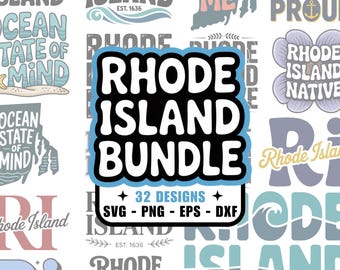 ロードアイランド州 SVG PNG バンドル 32 枚、dxf、eps、プロビデンス、海の州、クランストン、ワーウィック、ポータケット、クリカット、シルエット、Tシャツデザイン