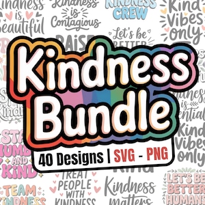 Vriendelijkheid SVG PNG-afbeeldingsbundel | 40 ontwerpen | Inspirerend, positieve citaten, motiverend, Cricut, silhouet, snijmachinebestanden