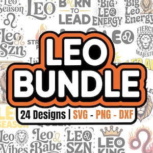 Lot d'images SVG PNG DXF Lion | 24 modèles | Zodiaque, horoscope, astrologie, lion, fier, citations, cricut, silhouette, fichiers de la machine de découpe