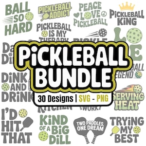 Pickleball SVG PNG Bundle: 30 T-Shirt Designs (Digital Download