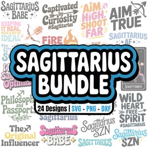 Sagittarius Zodiac SVG Bundle: Astrology Designs for Cricut, Silhouette (Digital Download)