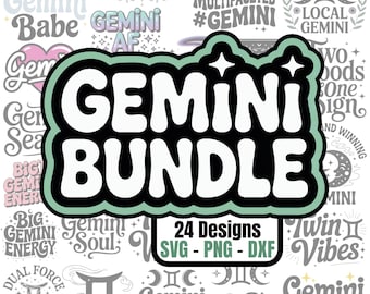 Gemini Zodiac SVG PNG Bundle: Astrology Designs for Cricut, Silhouette, Sublimation (Digital Download)
