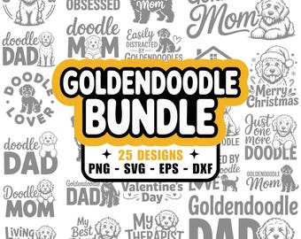 25 Goldendoodle PNG SVG Images, dxf eps files, dog mom, pet parent, doodle dad, Cricut, Silhouette, Sublimation, Clipart, Cut Files