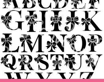 Bow Alphabet Letters, SVG PNG EPS dxf, Cricut Cut Files, Monogram Alphabet, diy Craft, Scrapbooking, Silhouette, Monogram Cut Files