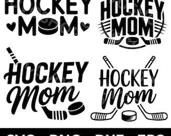 4 Hockey Mom SVG PNG Images, DXF EPs Files, hockey stick, puck, sports mom, Cricut, Silhouette, Sublimation (Digital Download)