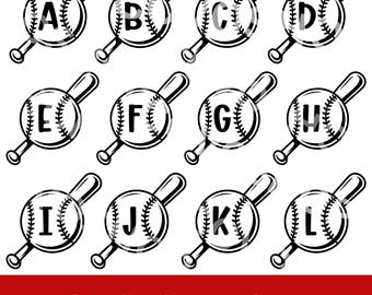 Baseball Alphabet SVG: Baseball & Bat Letter / Number Designs (38 Files) (Digital Download)