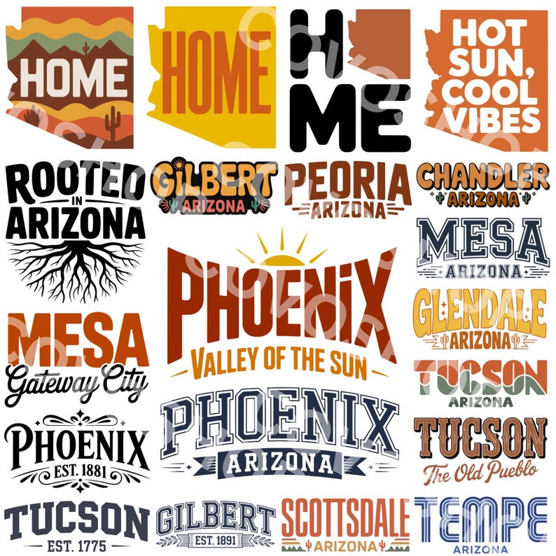 Arizona PNG SVG Image Bundle, Dxf Eps Files, the Grand Canyon State, AZ ...