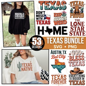 53 Texas PNG SVG Bundle, Texas Clipart, State Graphics, Texas Cut Files, Digital Download, Texas Themed Art, Texas PNG Designs