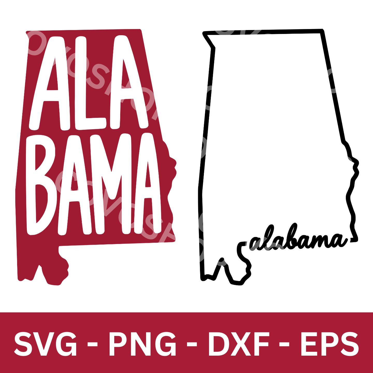 Alabama Vector File Alabama SVG PNG Image, EPS Dxf Files, Alabama Silhouette, State Outline ...