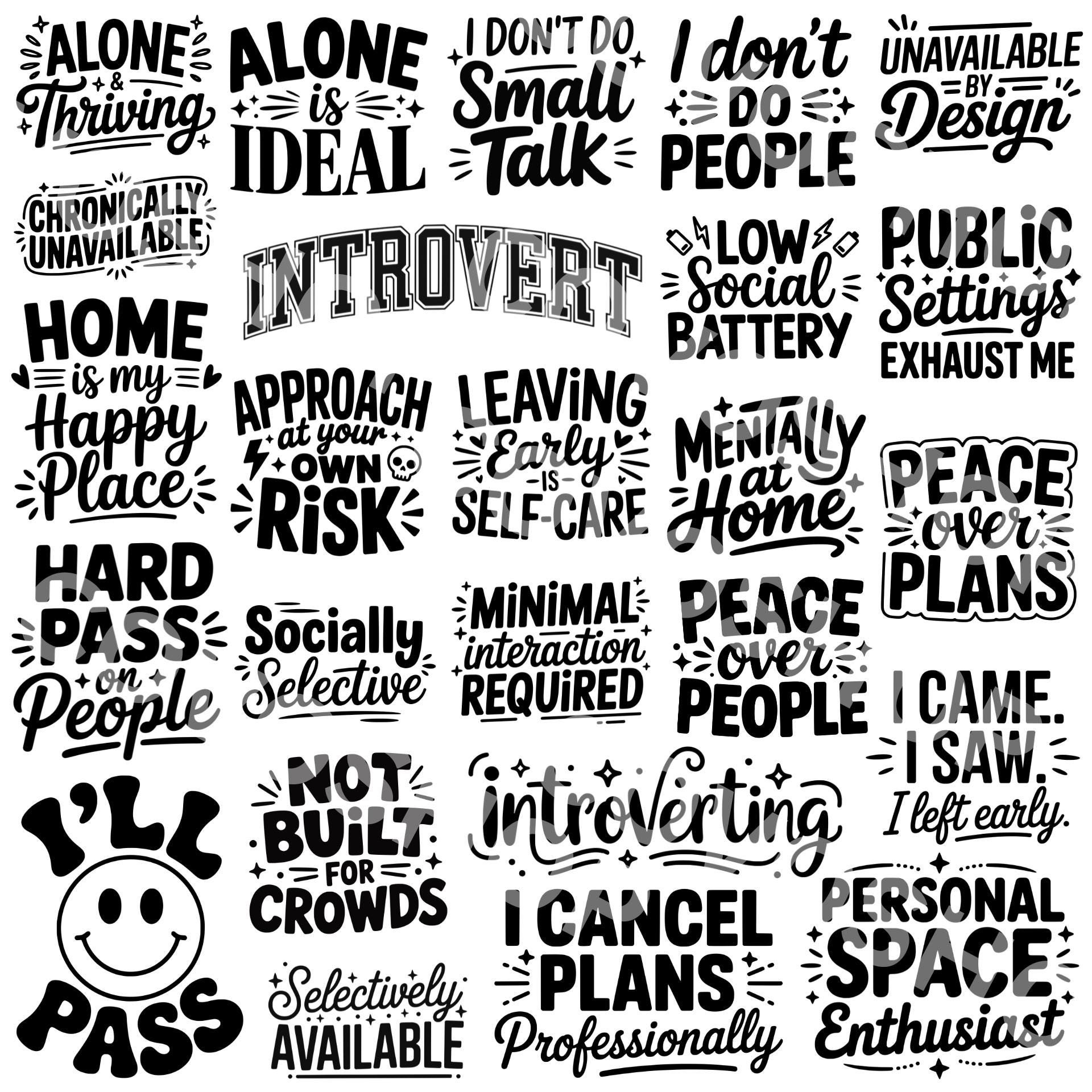 25 Antisocial PNG SVG Images, Dxf Eps Files, Introvert, Social Battery ...