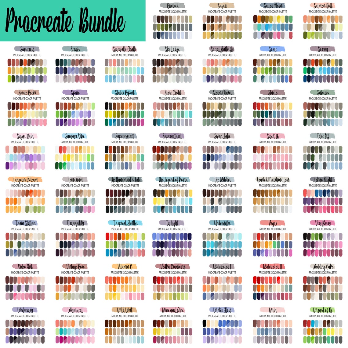 Ultimate Procreate MEGA Color Palette BUNDLE | PNG | 200 Palettes ...
