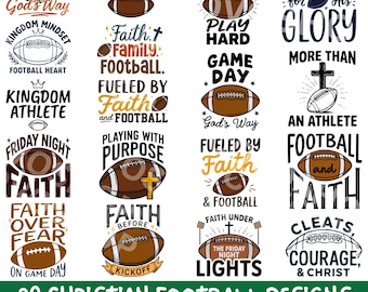 29 Christian Football PNG SVG Bundle, EPS dxf designs, Faith, Kingdom Athlete, Game Day, Football Mom, Sublimation (Digital Download)