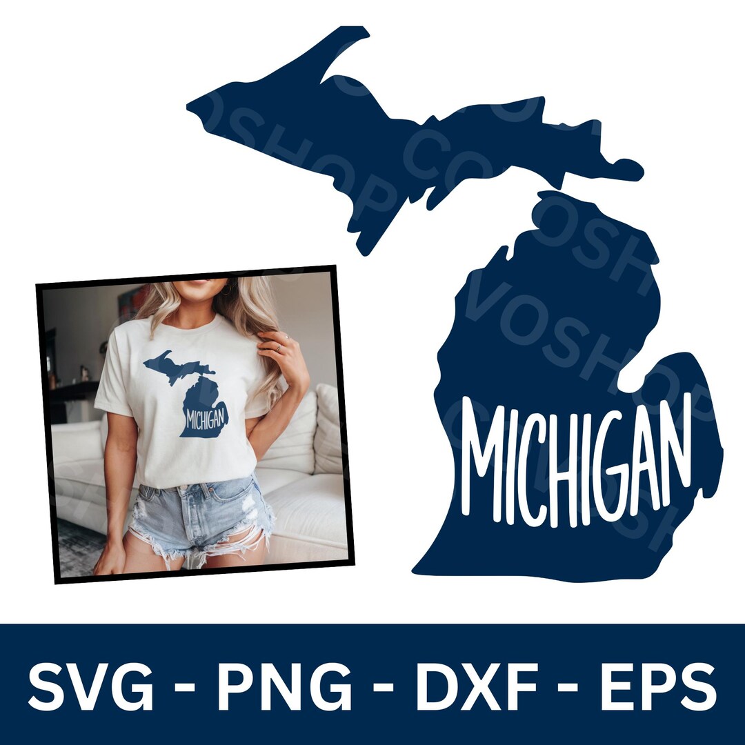 Michigan M Dxf File Michigan SVG PNG Image, EPS Dxf Files, Michigan Silhouette, State ...