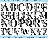 Butterfly Alphabet Letters, SVG PNG EPS dxf, Cricut Cut Files, Monogram Alphabet, diy Craft, Scrapbooking, Silhouette, Monogram Cut Files