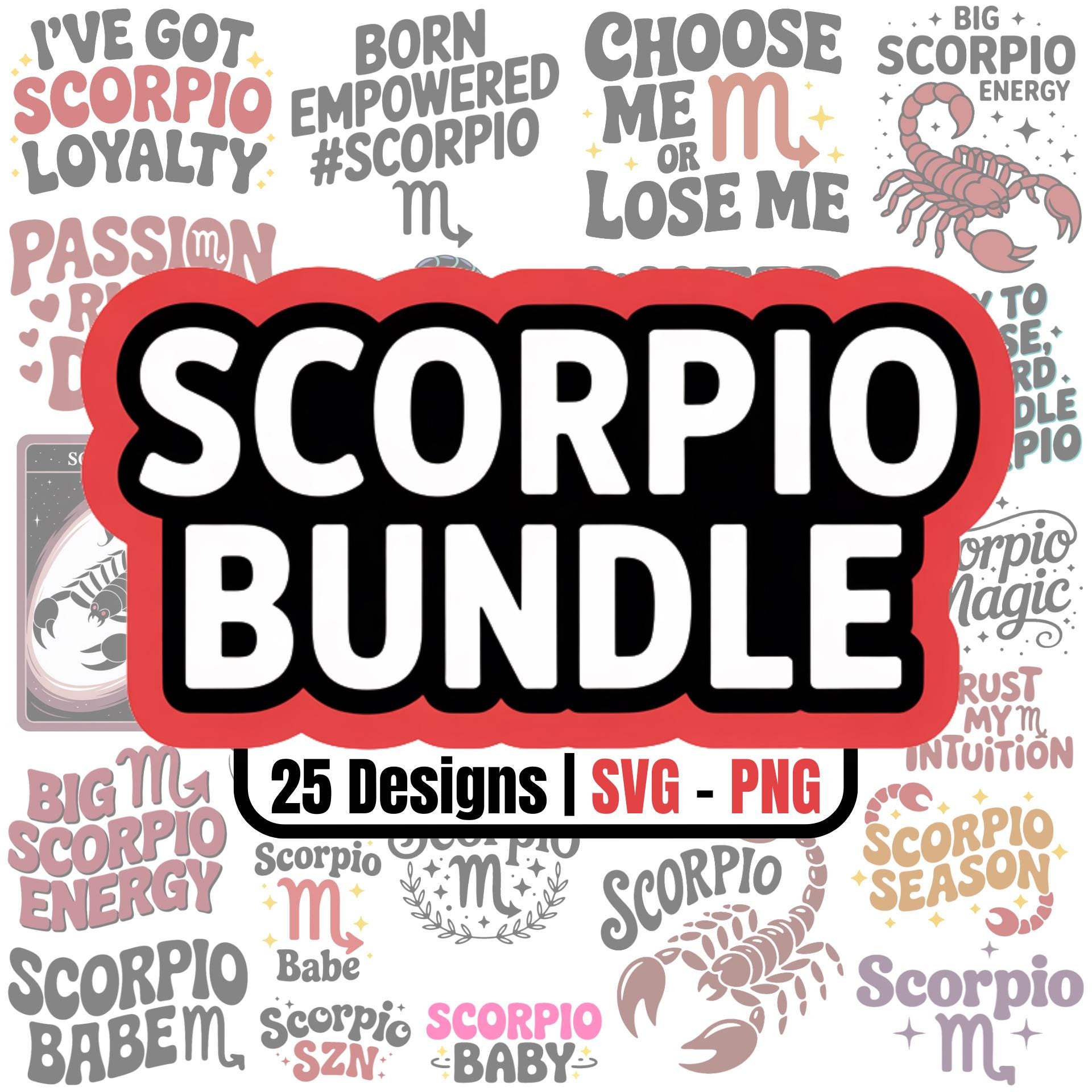 Scorpio Zodiac SVG Bundle: 25 Designs for Cricut, Silhouette (Digital Download