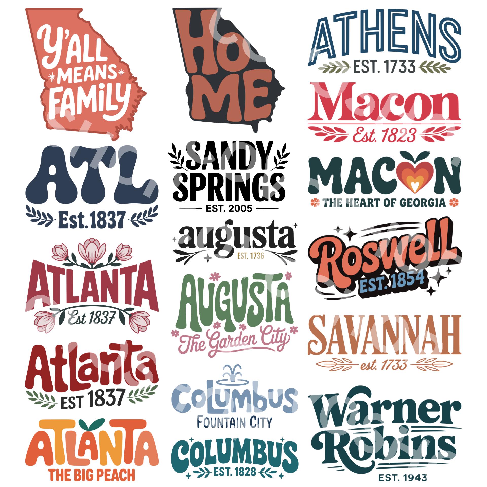 42 Georgia SVG PNG Bundle, Dxf Eps, the Peach State, Atlanta, Augusta ...